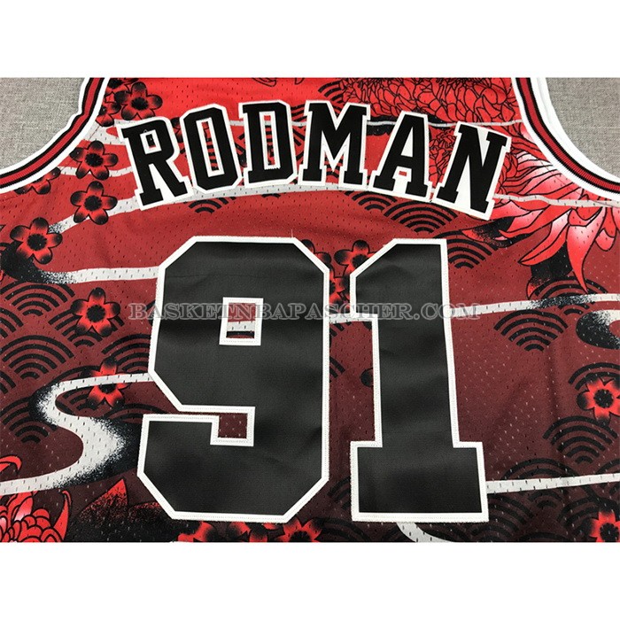 Maillot Chicago Bulls Dennis Rodman NO 91 Mitchell & Ness Lunar New Year Rouge